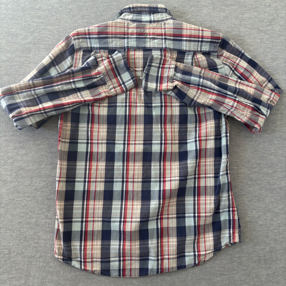 Superdry Co Mens Plaid Button Down Shirt Blue Red Long Sleeve MS4AE03F Large - Picture 7 of 9